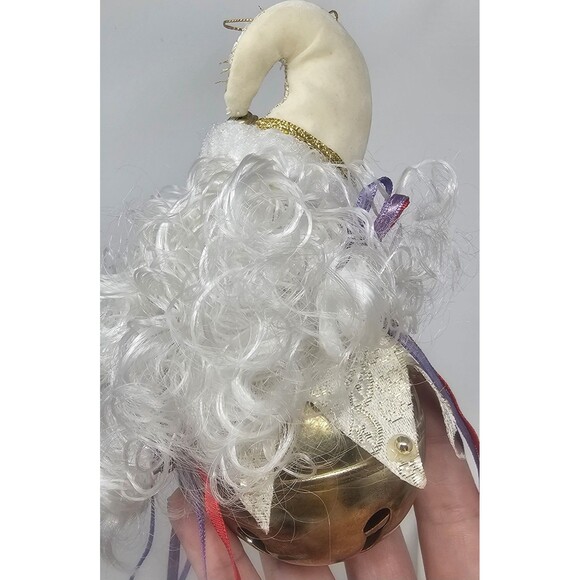 Vintage Porcelain Old World Santa Claus Face Head Jingle Bell Marble Ornament - Picture 5 of 15
